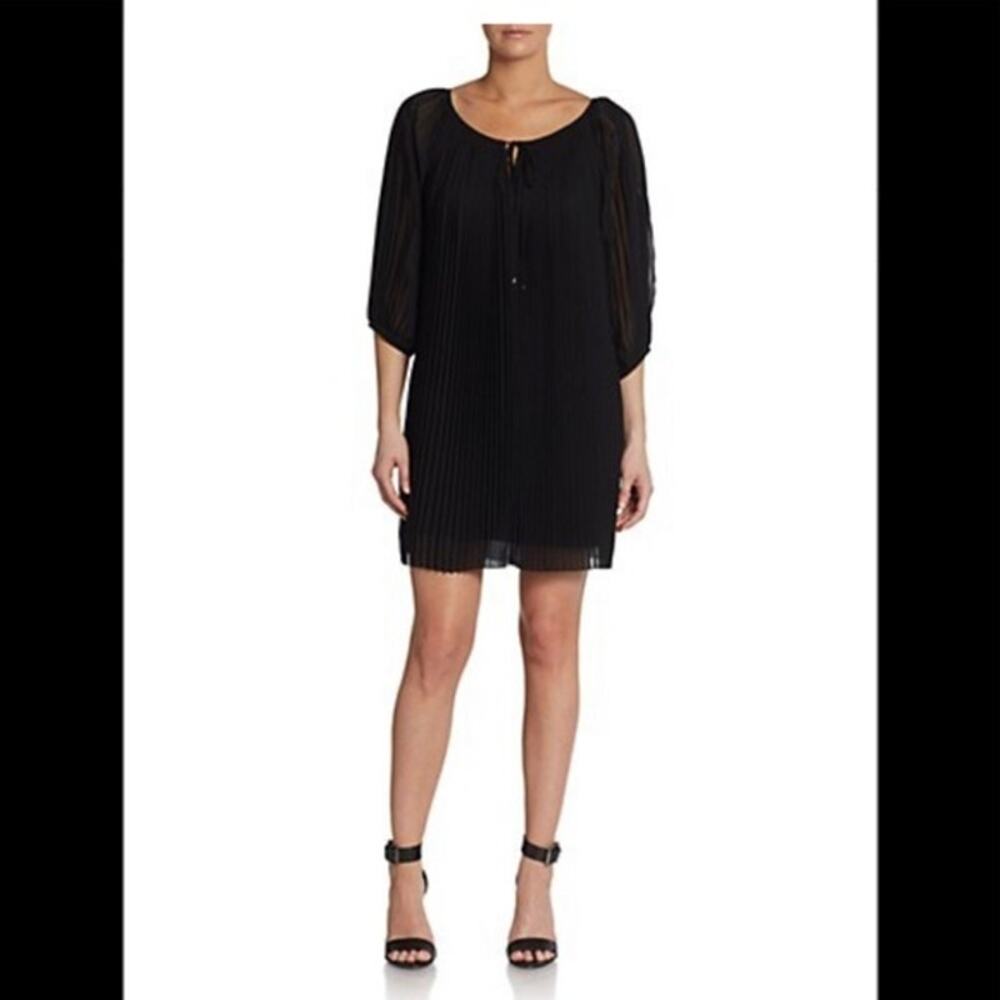 Diane Von Furstenberg Womens Keoni Plisse Pleated Black‎ Dress Sz 2 Minimalist